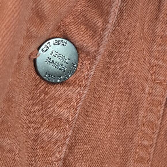 Eddie Bauer Denim Jean Jacket MED Biker Grunge Trucker Punk Retro Rock 80s Rust - Picture 4 of 13